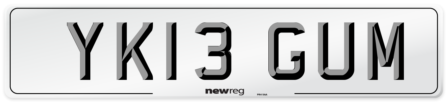 YK13 GUM Number Plate from New Reg